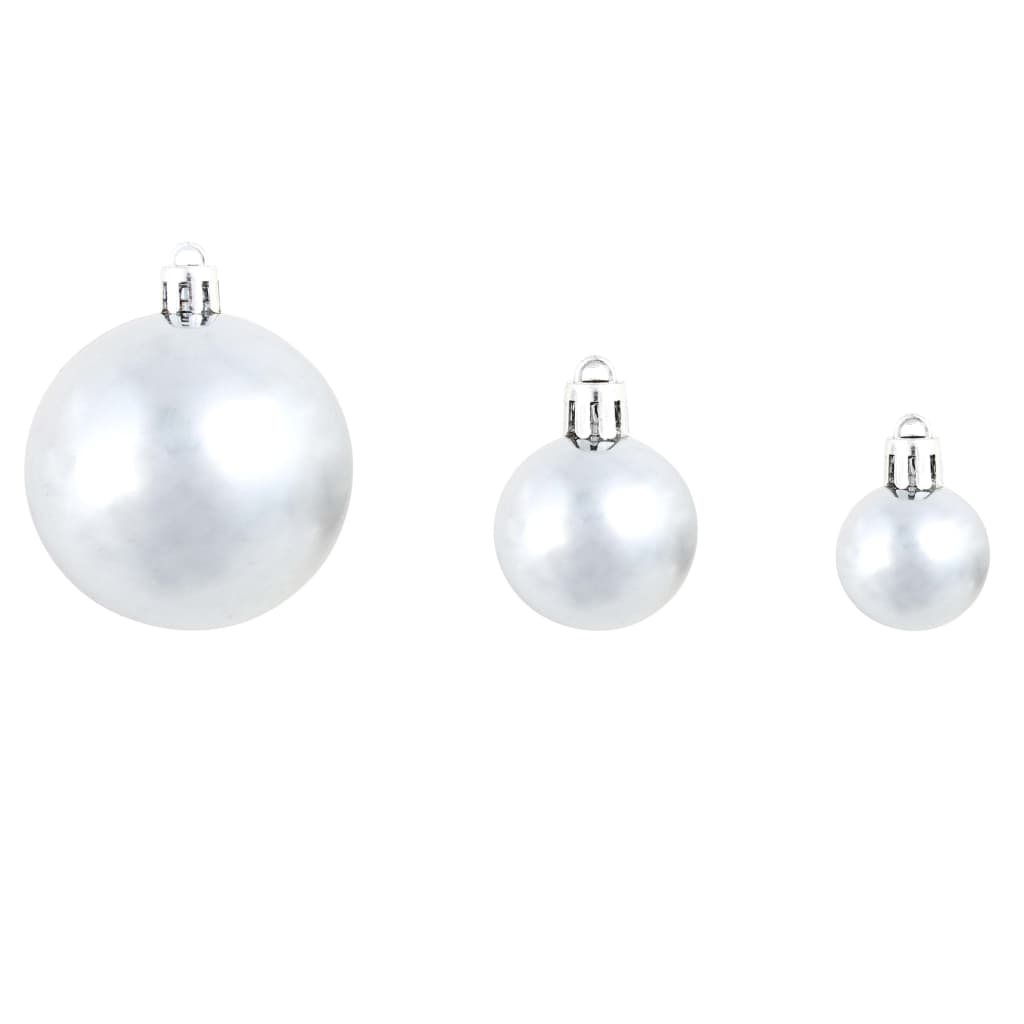 vidaXL 100 Piece Christmas Ball Set 3/4/6 cm White/Grey