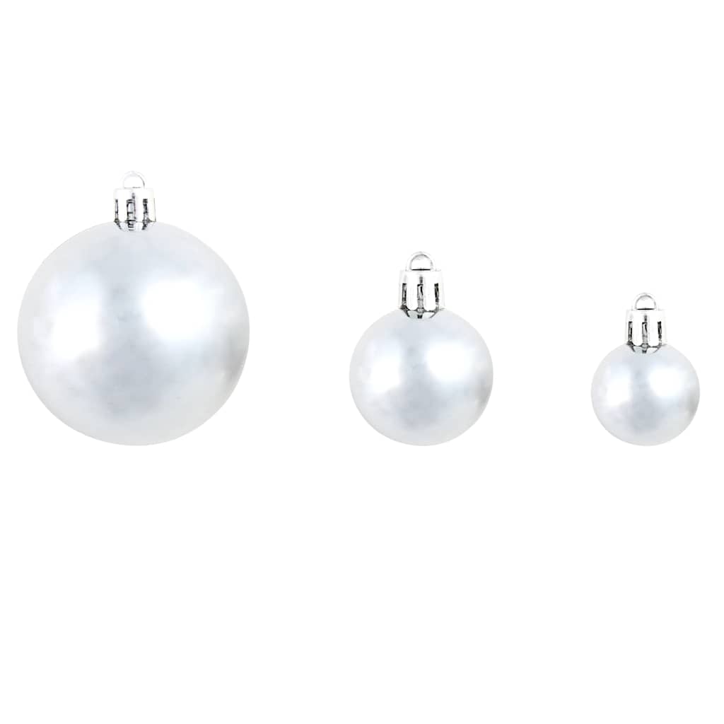 245717 vidaXL 100 Piece Christmas Ball Set 3/4/6 cm White/Grey