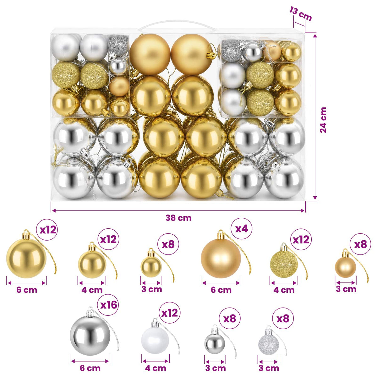 245719 Christmas Balls 100 pcs Silver/Gold