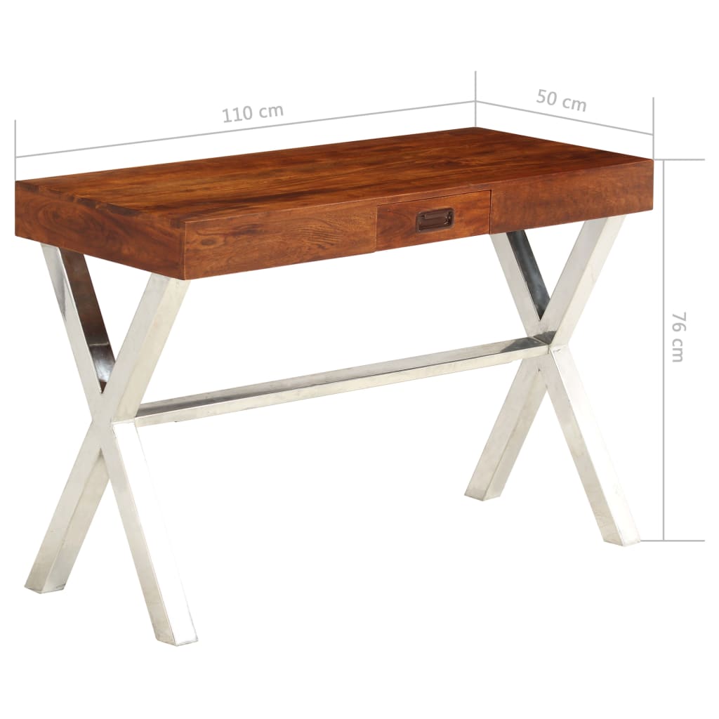 vidaXL Desk Solid Acacia Wood Honey Finish 110x50x76 cm