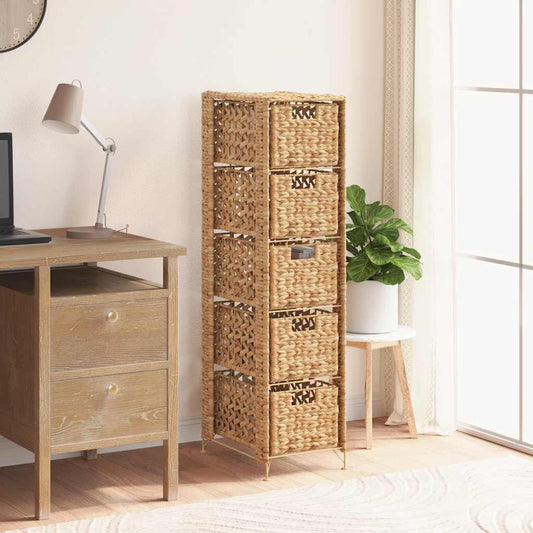 vidaXL Storage Unit with 5 Baskets 25.5x37x100 cm Water Hyacinth