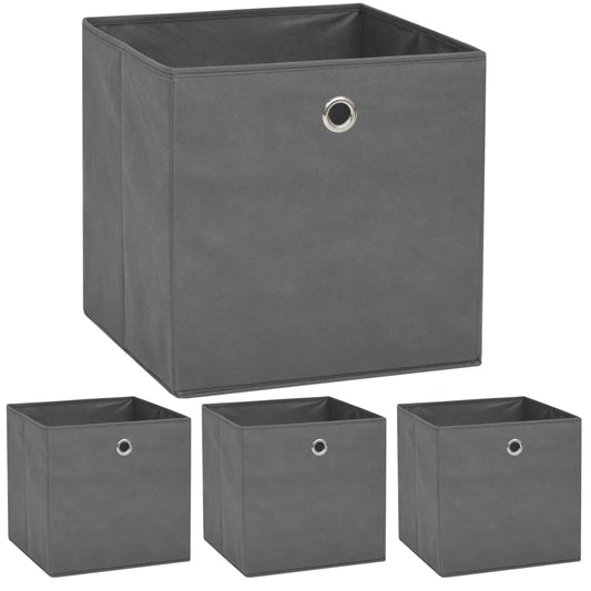 vidaXL Storage Boxes 4 pcs Non-woven Fabric 32x32x32 cm Grey