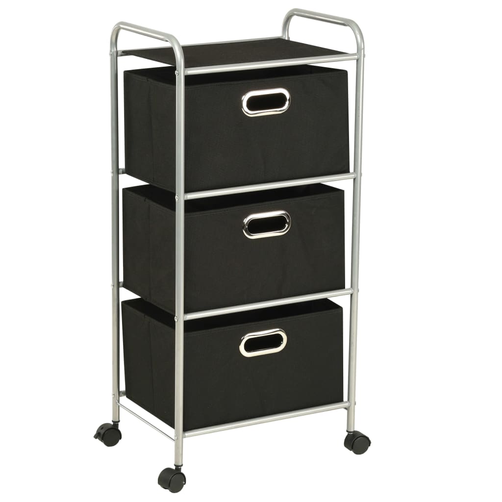 vidaXL Shelving Unit with 3 Storage Boxes Steel and Non-woven Fabric