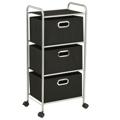 vidaXL Shelving Unit with 3 Storage Boxes Steel and Non-woven Fabric