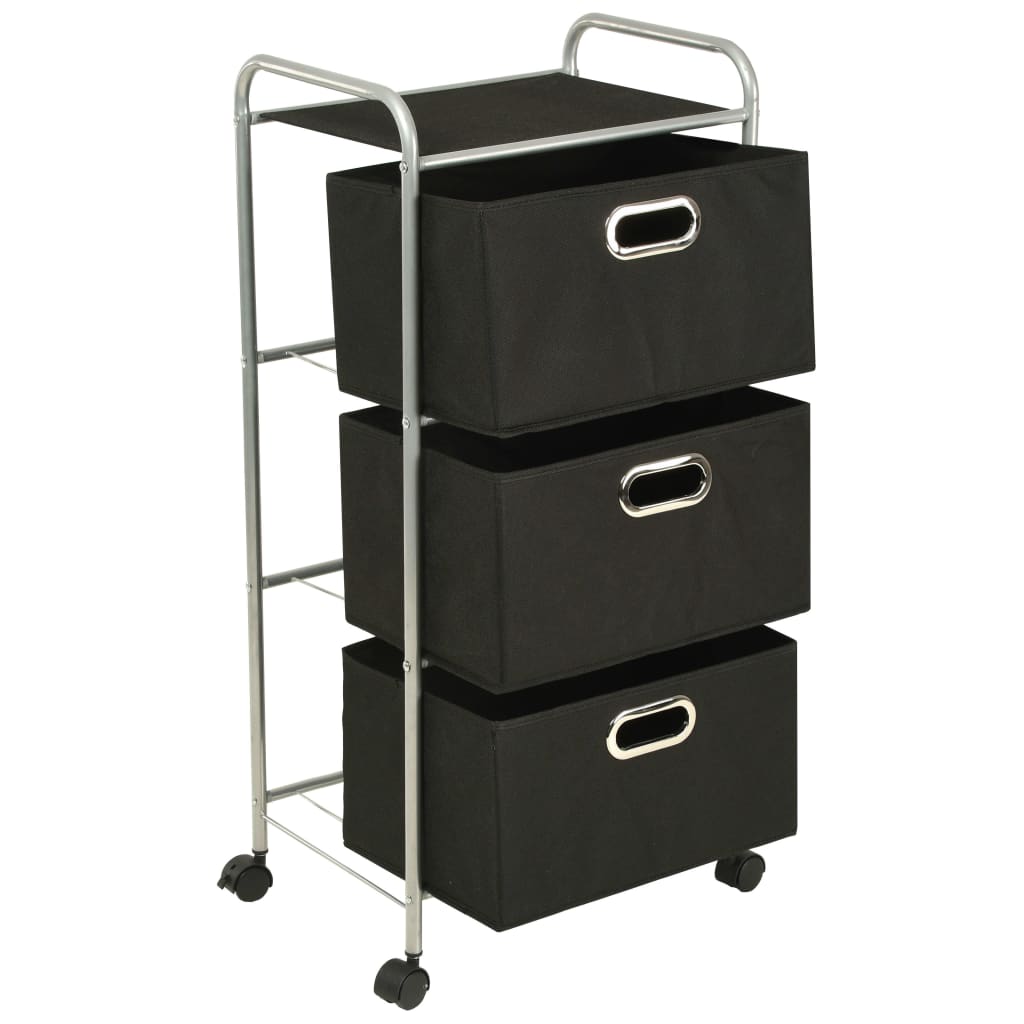 vidaXL Shelving Unit with 3 Storage Boxes Steel and Non-woven Fabric