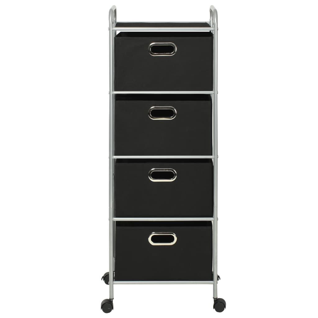 vidaXL Shelving Unit with 4 Storage Boxes Steel and Non-woven Fabric