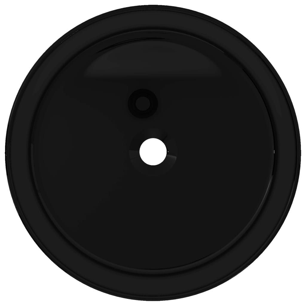 vidaXL Basin Ceramic Round Black 40x15 cm