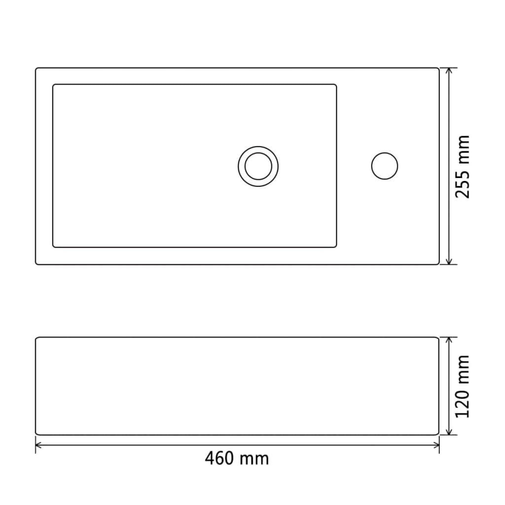 vidaXL Basin with Faucet Hole Rectangular Ceramic Black 46x25.5x12 cm