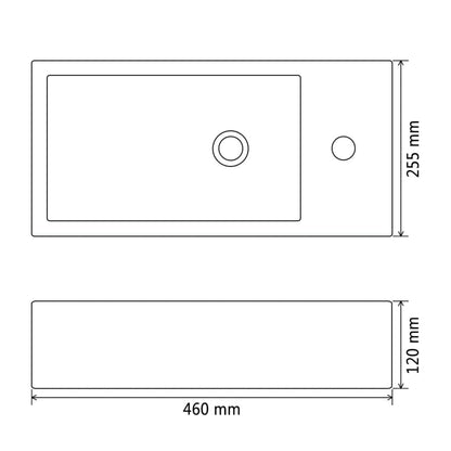 vidaXL Basin with Faucet Hole Rectangular Ceramic Black 46x25.5x12 cm