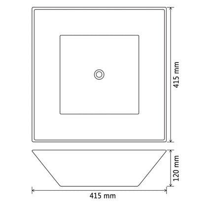 vidaXL Basin Ceramic Square Black 41.5x41.5x12 cm