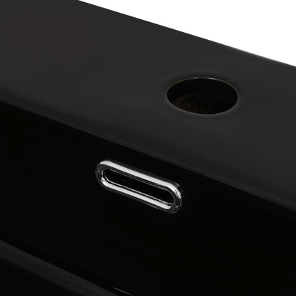 vidaXL Basin with Faucet Hole Ceramic Black 76x42.5x14.5 cm