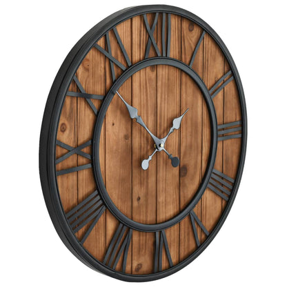 50646 vidaXL Vintage Wall Clock with Quartz Movement Wood and Metal 60 cm XXL