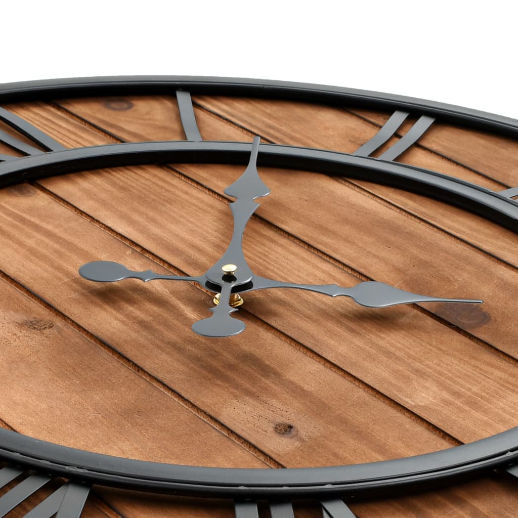 vidaXL Vintage Wall Clock with Quartz Movement Wood and Metal 60cm XXL