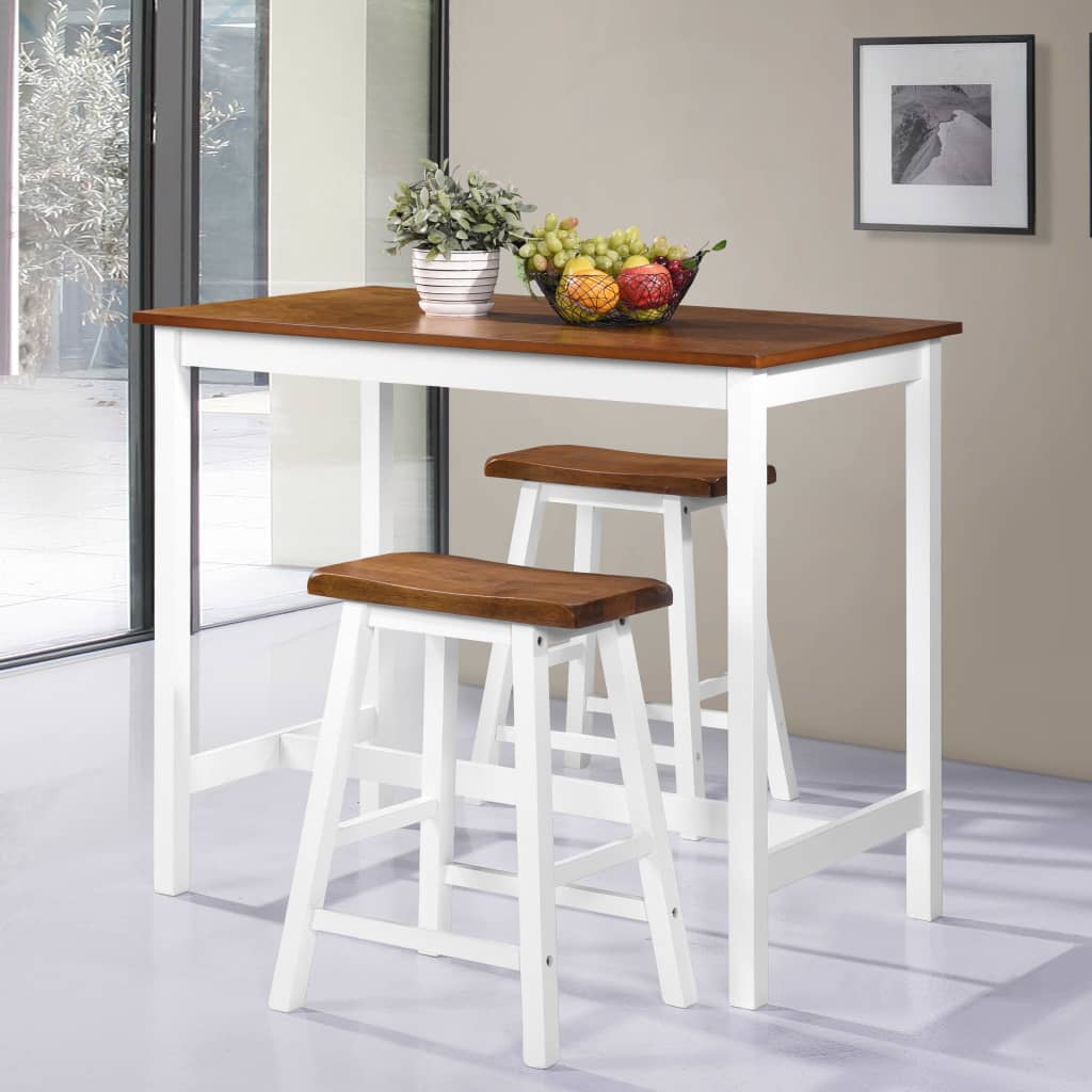 245547 vidaXL Bar Table and Stool Set 3 Pieces Solid Wood