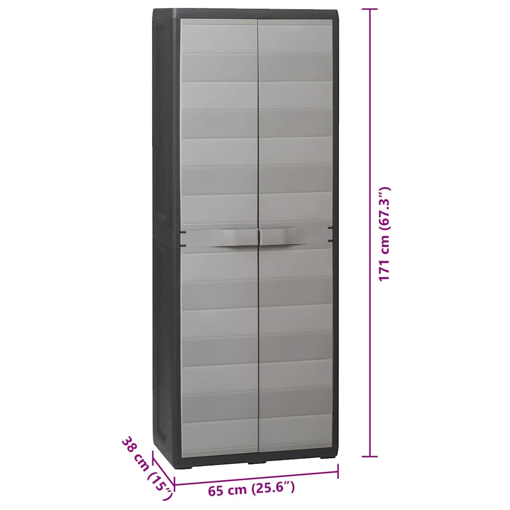 vidaXL Garden Storage Cabinet with 3 Shelves Black and Grey