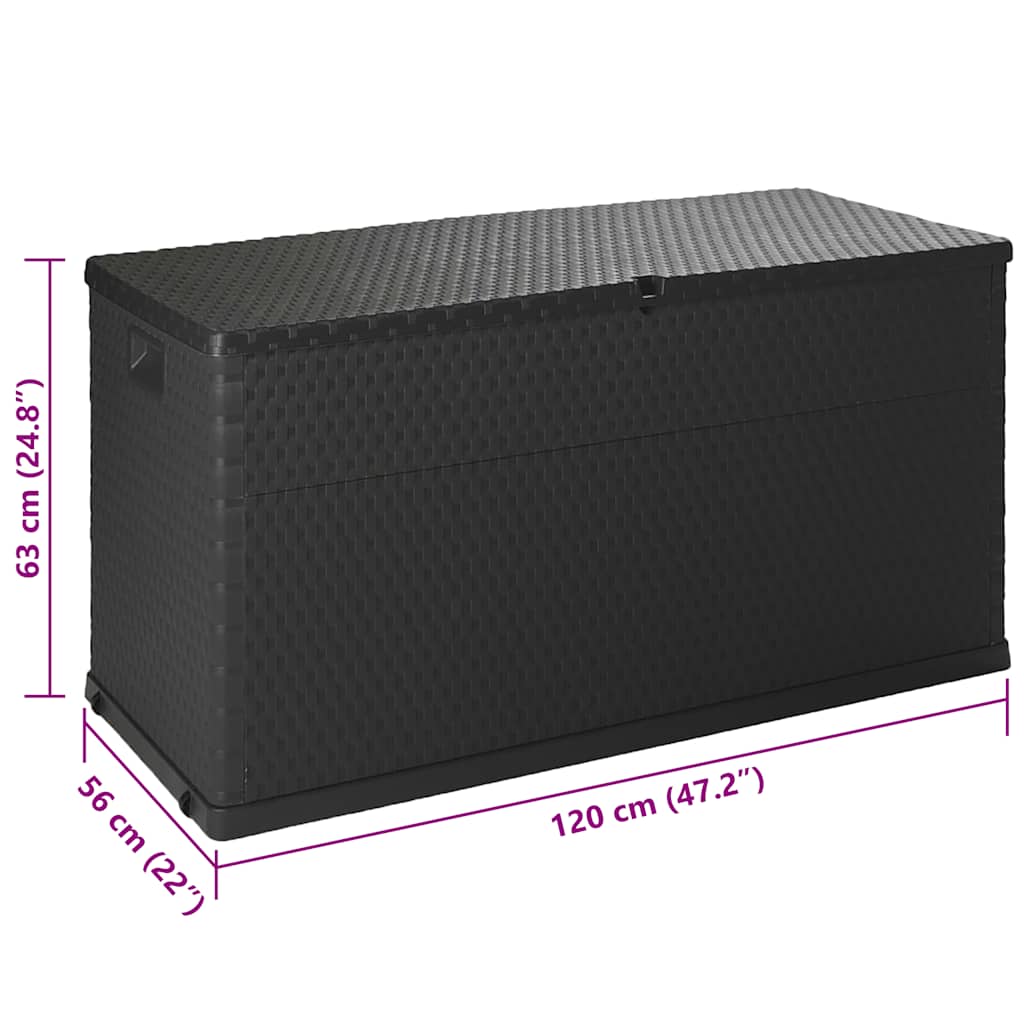 vidaXL Garden Storage Box Anthracite 120x56x63 cm PP Rattan