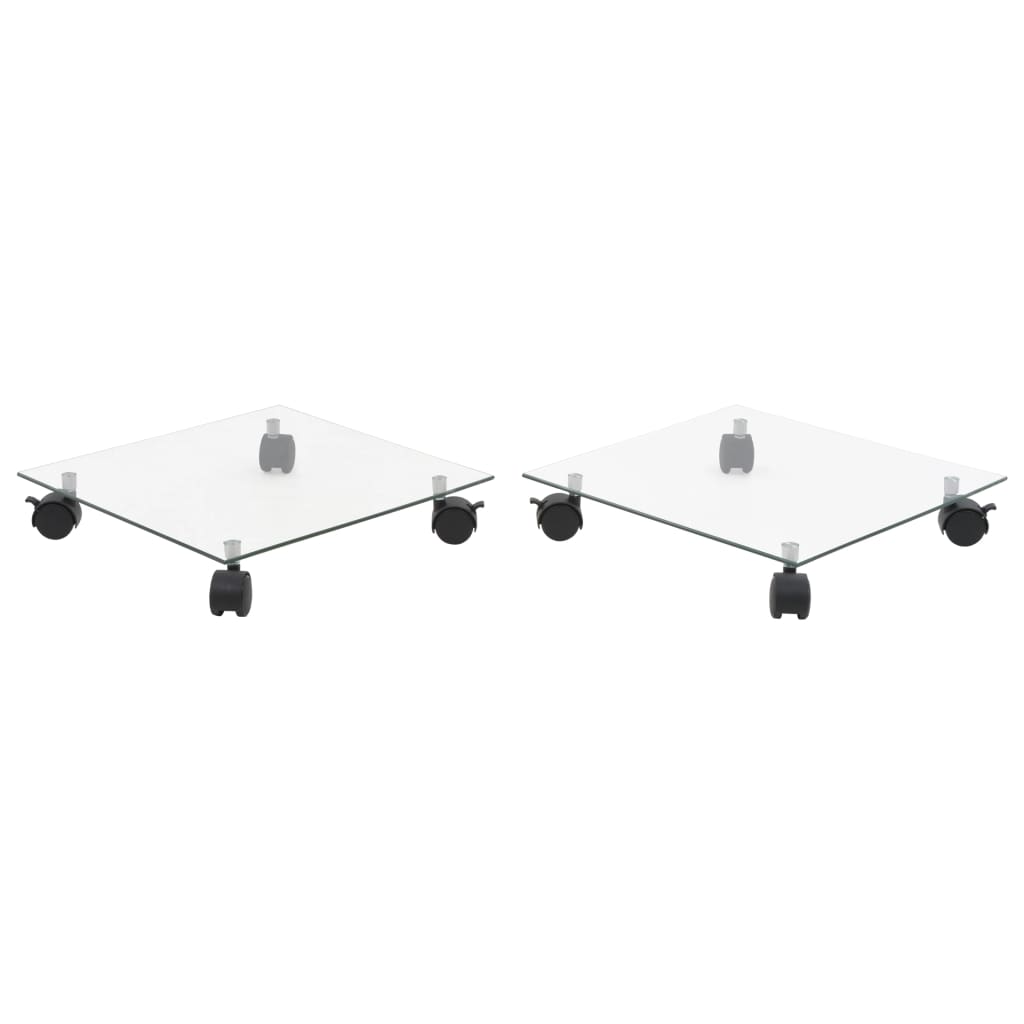 vidaXL Plant Roller | Set of 2 | Transparent | Tempered Glass | 35 x 35 cm