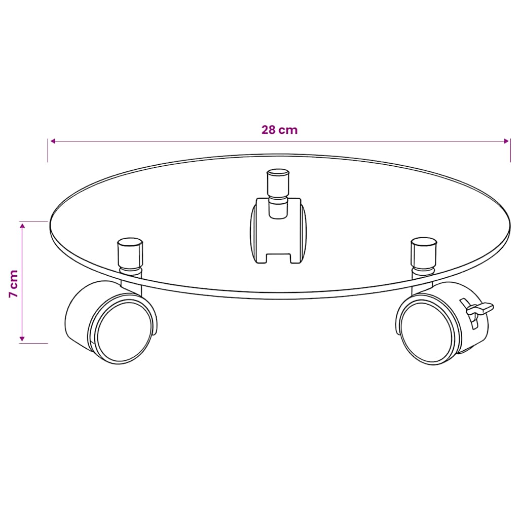 vidaXL Plant Rollers 2 pcs Tempered Glass 28 cm Round