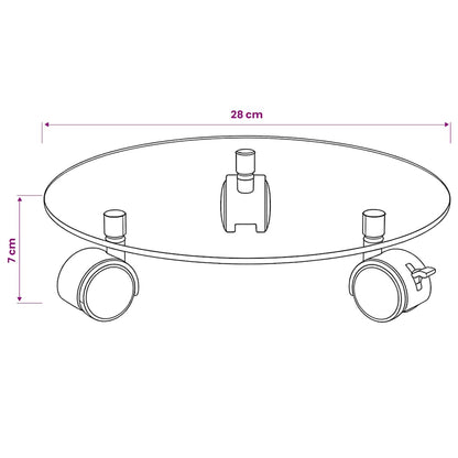 vidaXL Plant Rollers 2 pcs Tempered Glass 28 cm Round