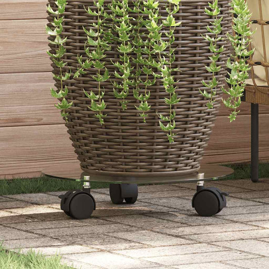 vidaXL Plant Rollers 2 pcs Tempered Glass 28 cm Round