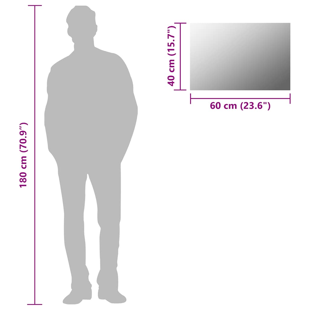 vidaXL Wall Mirror | Transparent | Glass | 60 x 40 cm | Minimalistic