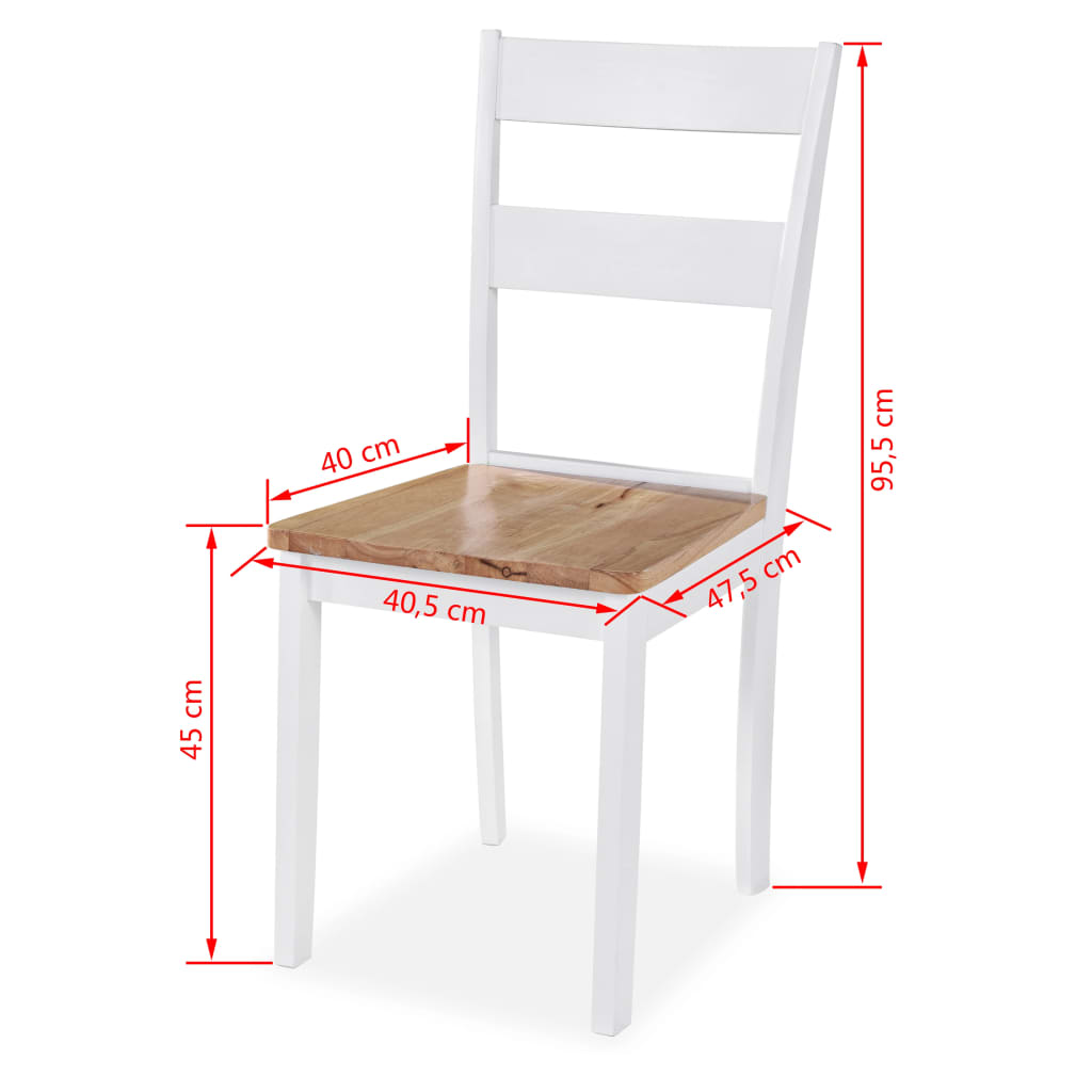 vidaXL Dining Set 5 Pieces MDF and Rubberwood White