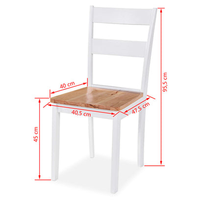 vidaXL Dining Set 5 Pieces MDF and Rubberwood White