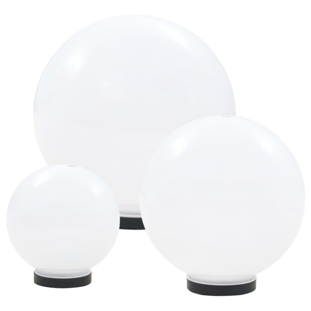 vidaXL LED Bowl Lamp Set 3 Pieces Spherical 20/30/40 cm PMMA