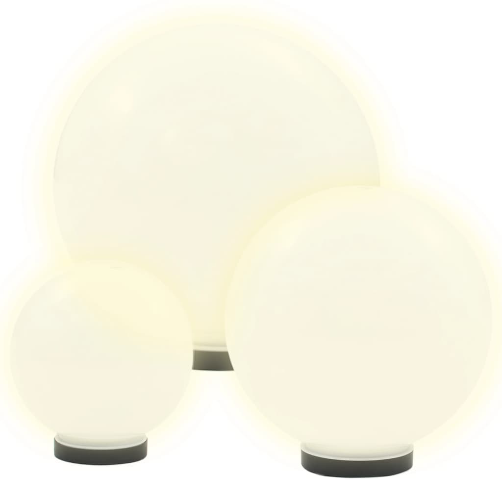 vidaXL LED Bowl Lamp Set 3 Pieces Spherical 20/30/40 cm PMMA