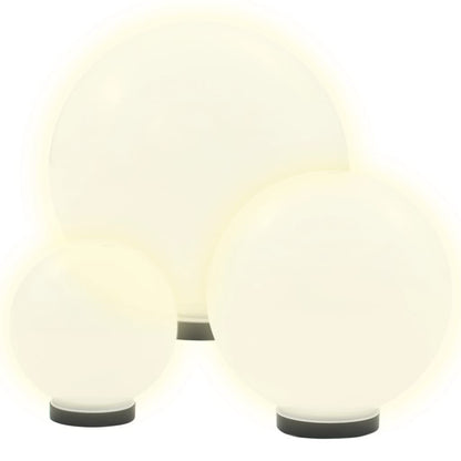 vidaXL LED Bowl Lamp Set 3 Pieces Spherical 20/30/40 cm PMMA