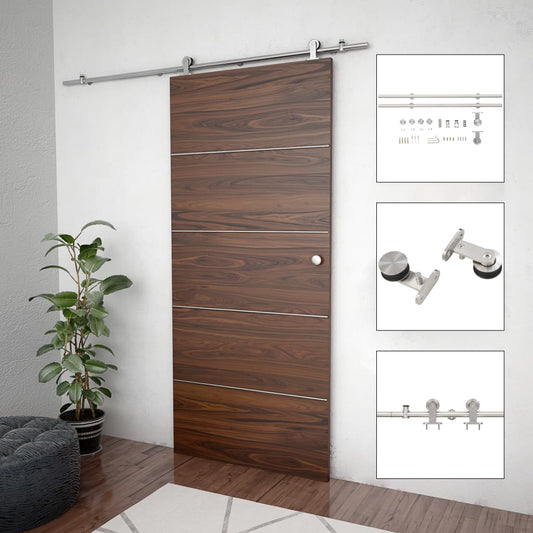 142825 vidaXL Sliding Door Hardware Kit 183 cm Stainless Steel Silver