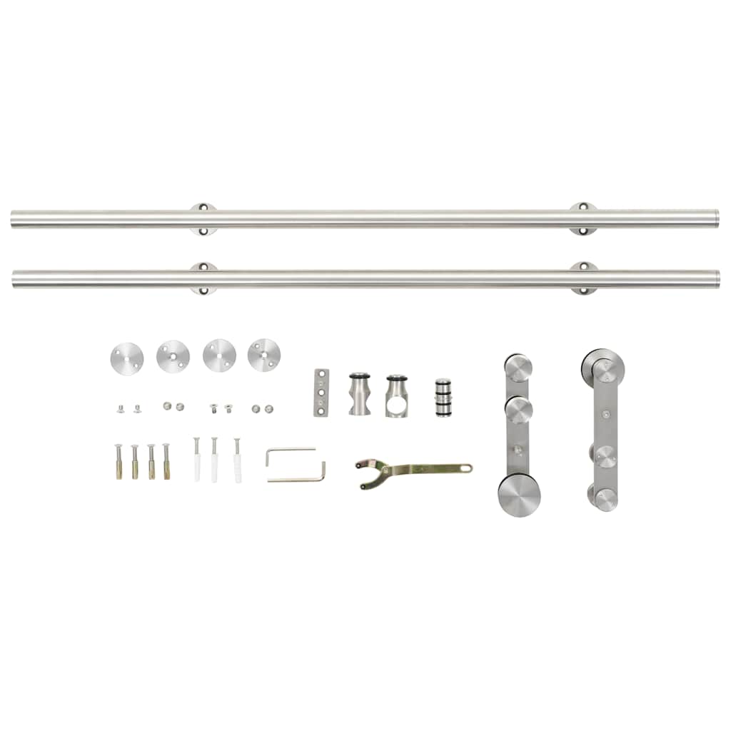 vidaXL Sliding Door Hardware Kit 183 cm Stainless Steel Silver