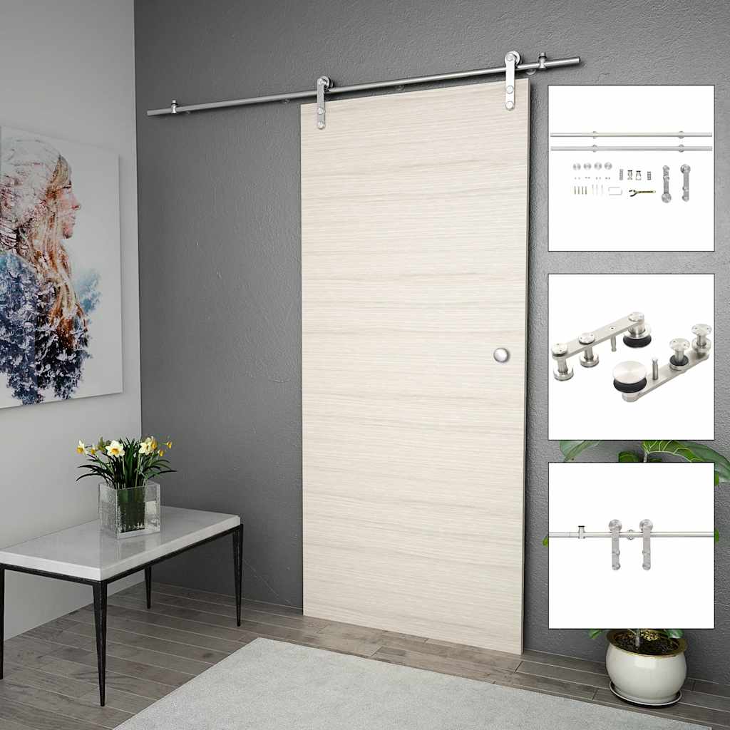 vidaXL Sliding Door Hardware Kit 183 cm Stainless Steel Silver