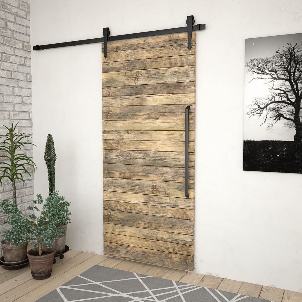 vidaXL Sliding Door Hardware Kit 183 cm Steel Black