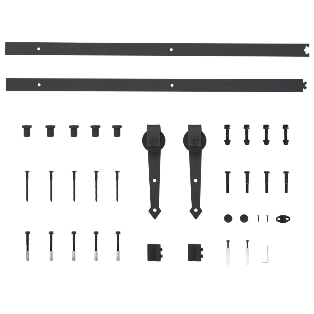 vidaXL Sliding Door Hardware Kit 183 cm Steel Black