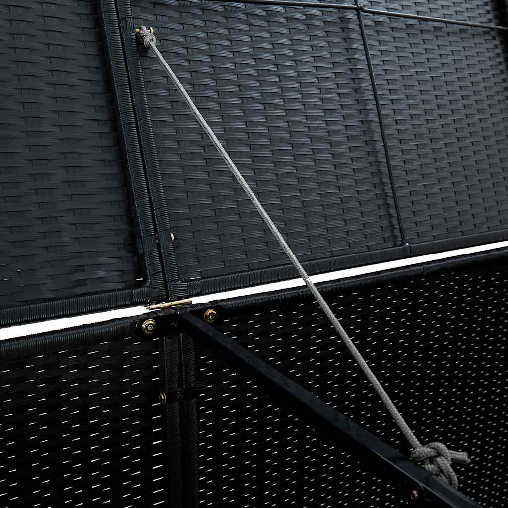 vidaXL Double Wheelie Bin Shed Poly Rattan Black 148x80x111 cm