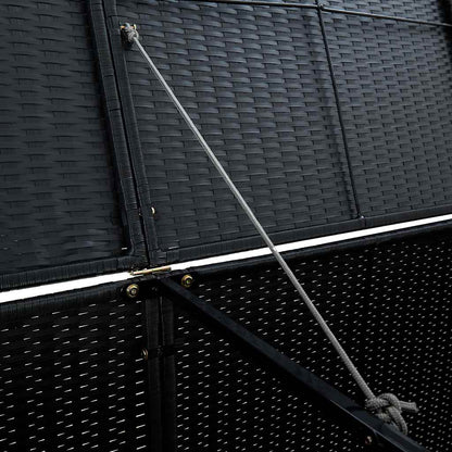 vidaXL Double Wheelie Bin Shed Poly Rattan Black 148x80x111 cm