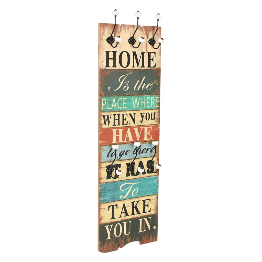 vidaXL Wall-mounted Coat Rack with 6 Hooks 120x40 cm "HOME IS