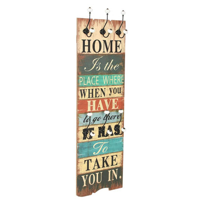 vidaXL Wall-mounted Coat Rack with 6 Hooks 120x40 cm "HOME IS