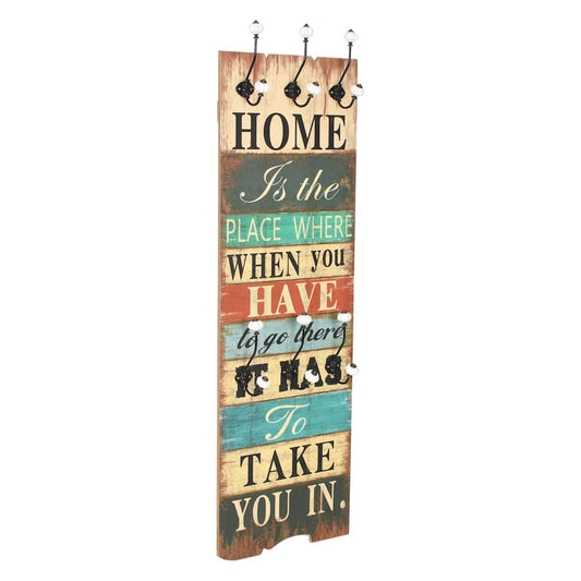 vidaXL Wall-mounted Coat Rack with 6 Hooks 120x40 cm "HOME IS