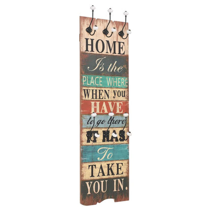 vidaXL Wall-mounted Coat Rack with 6 Hooks 120x40 cm "HOME IS