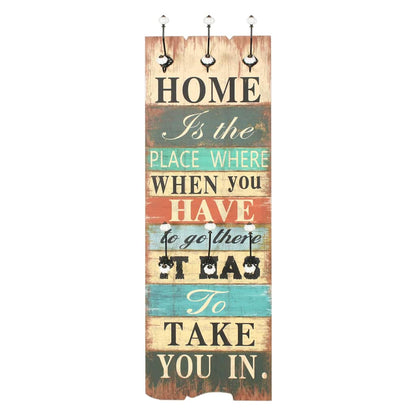 vidaXL Wall-mounted Coat Rack with 6 Hooks 120x40 cm "HOME IS