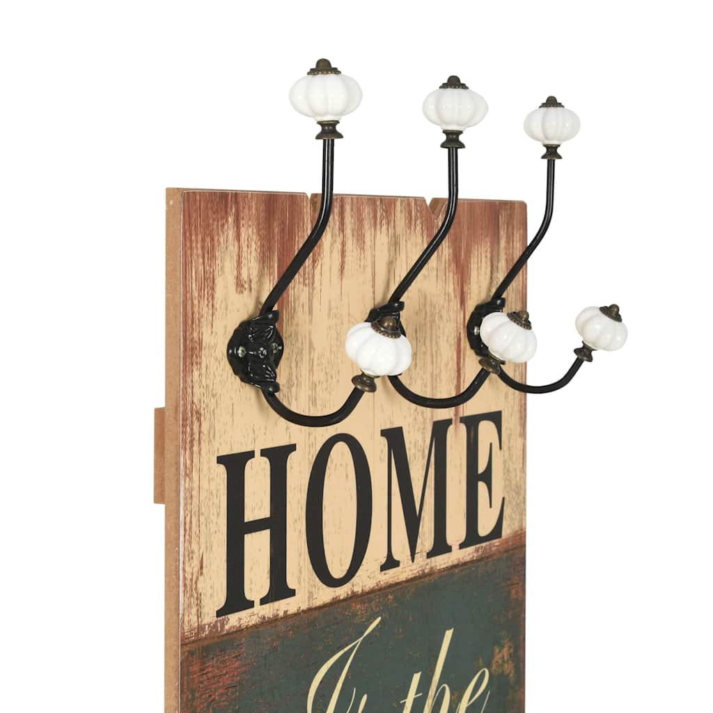 vidaXL Wall-mounted Coat Rack with 6 Hooks 120x40 cm "HOME IS