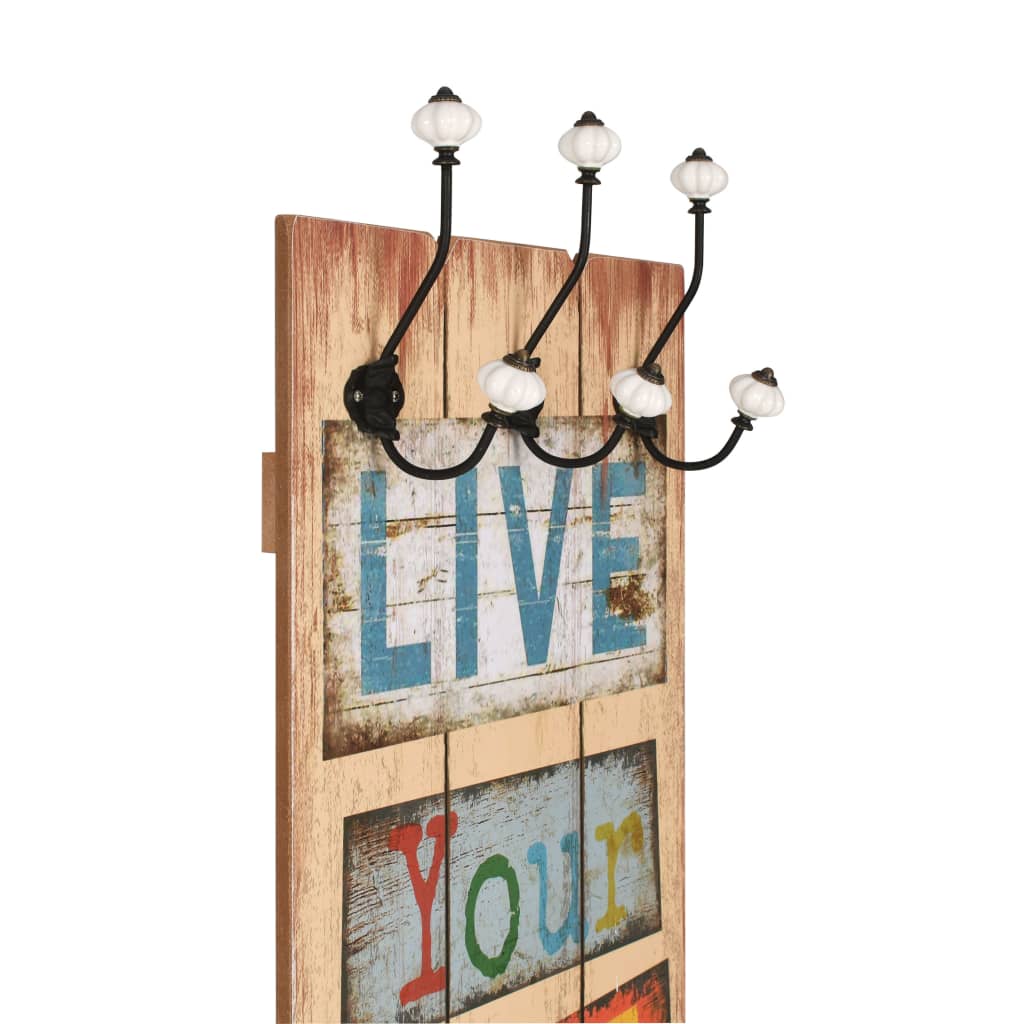 vidaXL Wall-mounted Coat Rack with 6 Hooks 120x40 cm "LIVE LIFE