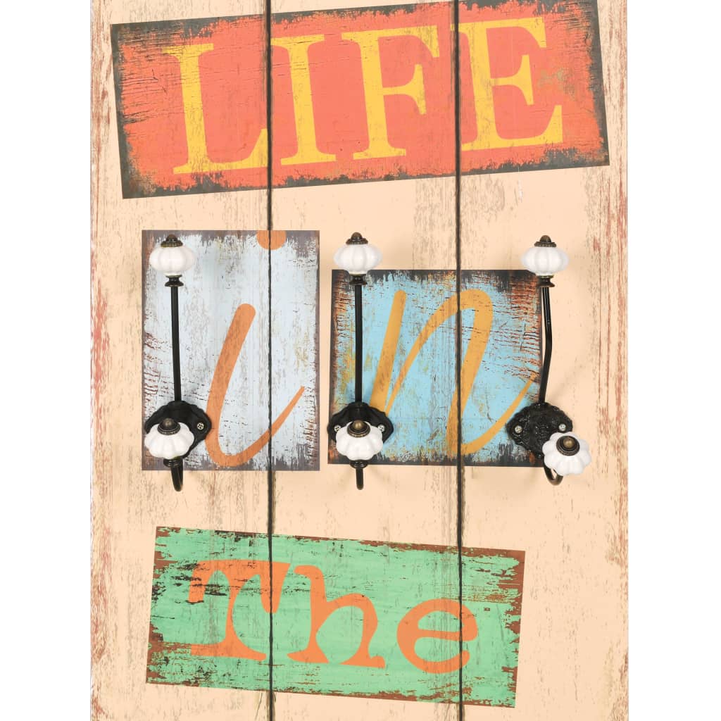 vidaXL Wall-mounted Coat Rack with 6 Hooks 120x40 cm "LIVE LIFE