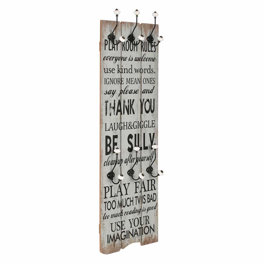 vidaXL Wall-mounted Coat Rack with 6 Hooks 120x40 cm "THANK YOU