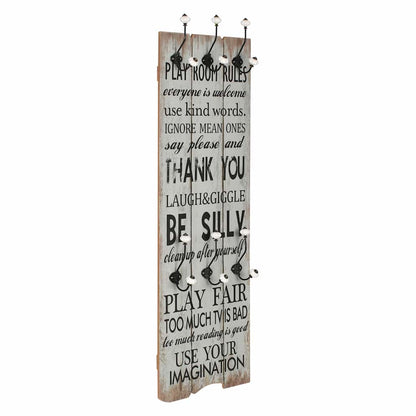 vidaXL Wall-mounted Coat Rack with 6 Hooks 120x40 cm "THANK YOU