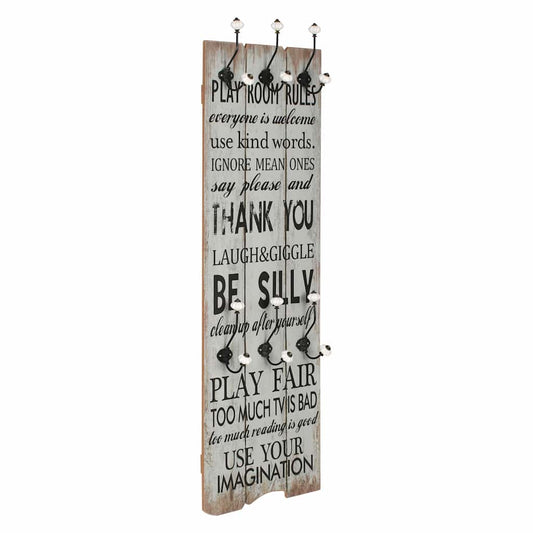 vidaXL Wall-mounted Coat Rack with 6 Hooks 120x40 cm "THANK YOU