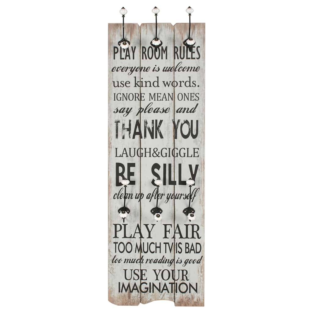 vidaXL Wall-mounted Coat Rack with 6 Hooks 120x40 cm "THANK YOU