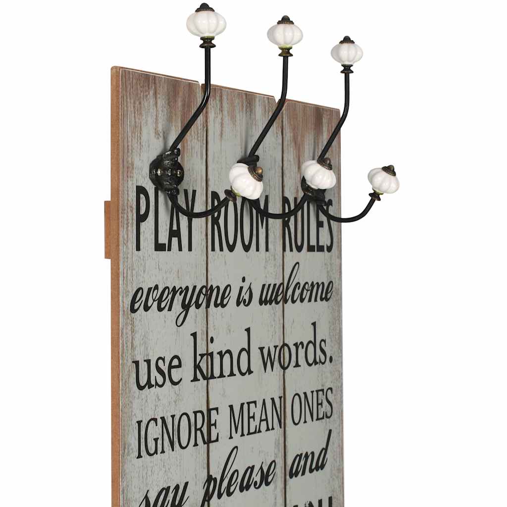vidaXL Wall-mounted Coat Rack with 6 Hooks 120x40 cm "THANK YOU